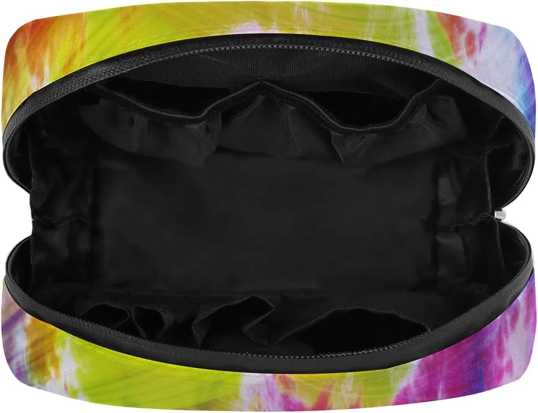 Custom Name Cosmetic Bag, Rainbow Tie Dye Personalized Bridesmaid Makeup Bag, Personalised Gift for Bridesmaid, Abstract Tie Dye Travel Makeup Bag, Bridesmaid Gifts, Organizer