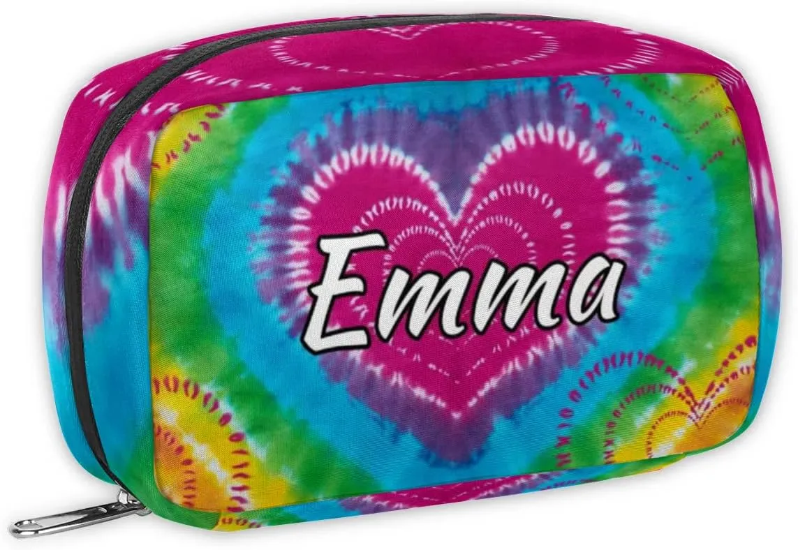 Custom Name Cosmetic Bag, Tie Dye Design Personalized Bridesmaid Makeup Bag, Personalised Gift for Bridesmaid, Tie Dye Travel Makeup Bag, Bridesmaid Gifts, Organizer