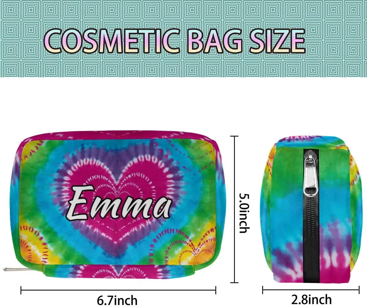 Custom Name Cosmetic Bag, Tie Dye Design Personalized Bridesmaid Makeup Bag, Personalised Gift for Bridesmaid, Tie Dye Travel Makeup Bag, Bridesmaid Gifts, Organizer