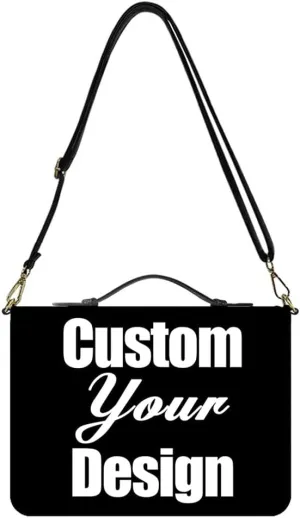 Customize Bible Cover Case Removable Shoulder-Strap for Women Men Personalized PU Leather Bible Protective Bags with Picture/Image/Text Custom Bible Carrier Bag with Handle, Black, XL