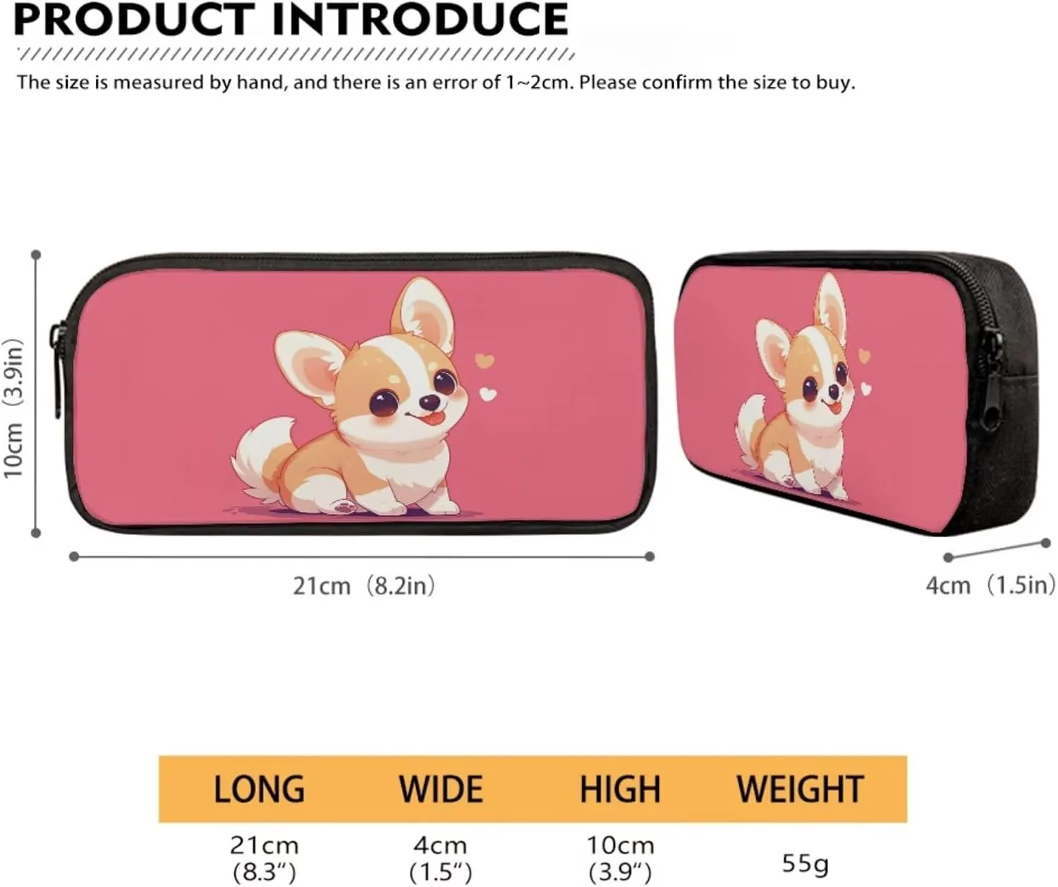 Cute Corgi Backpack for Elementary School Boys Girls Bookbag Ages 6-8/8-10 Kids School Bag With Lunch Bag Pencil Case Set 3 In 1 Primary Kindergarten Students Book Bags 16Inch Pink
