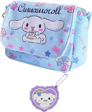 Cute Dog Crossbody Bag with Adjustable Shoulder Strap and Mirror, Kawaii Handbag with Buckle, Kitty Family Wallet Purse Shoulder Bag Coin Pouch Accessories for Women Girls