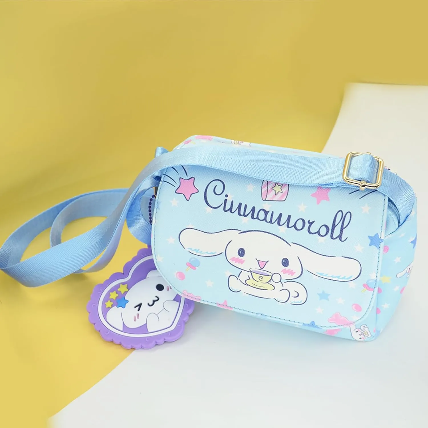 Cute Dog Crossbody Bag with Adjustable Shoulder Strap and Mirror, Kawaii Handbag with Buckle, Kitty Family Wallet Purse Shoulder Bag Coin Pouch Accessories for Women Girls