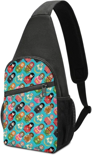 Cute Doll Crossbody Bags Chest Bag Sling Backpack Adjustable Shoulder Bag for Cycling Camping Hiking Sports Travel pattern44
