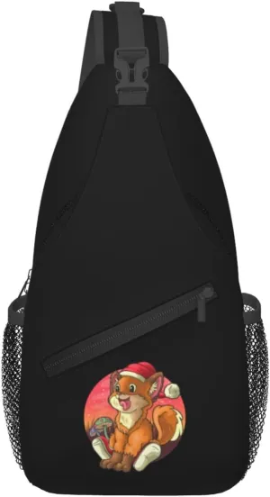 Cute Fox Wearing A Christmas Hat Crossbody Bags For Women Men Chest Backpack Gym Shoulder Bag Travel Outdoor Sports Casual Crossbody Bags