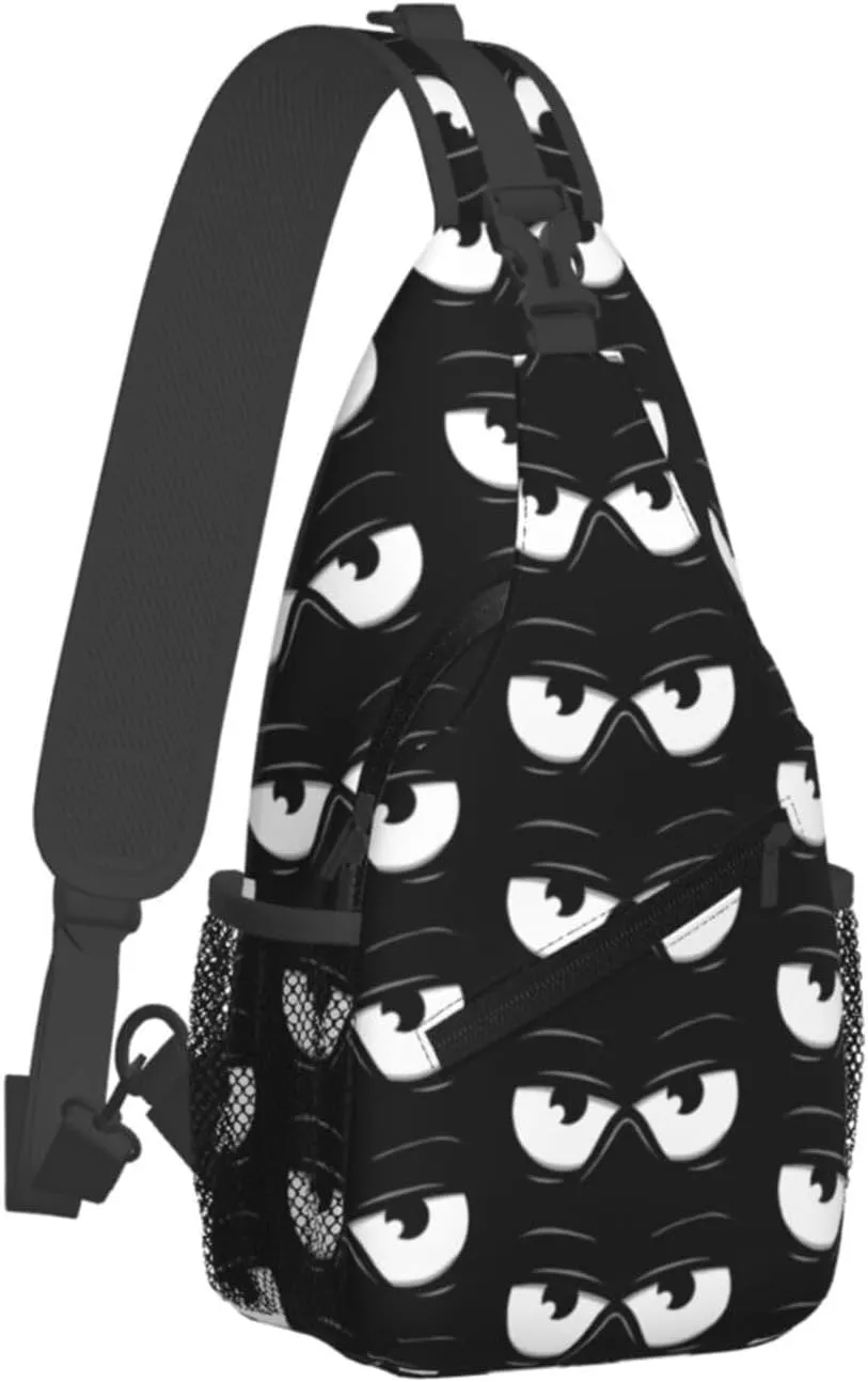 Cute Funny Cartoon Sketch Eyes Crossbody Bag Cross Chest Bag Adjustable Sling Backpack Sports Gym Shoulder Bags Travel Cycling Daypack Diagonally Casual Rucksack