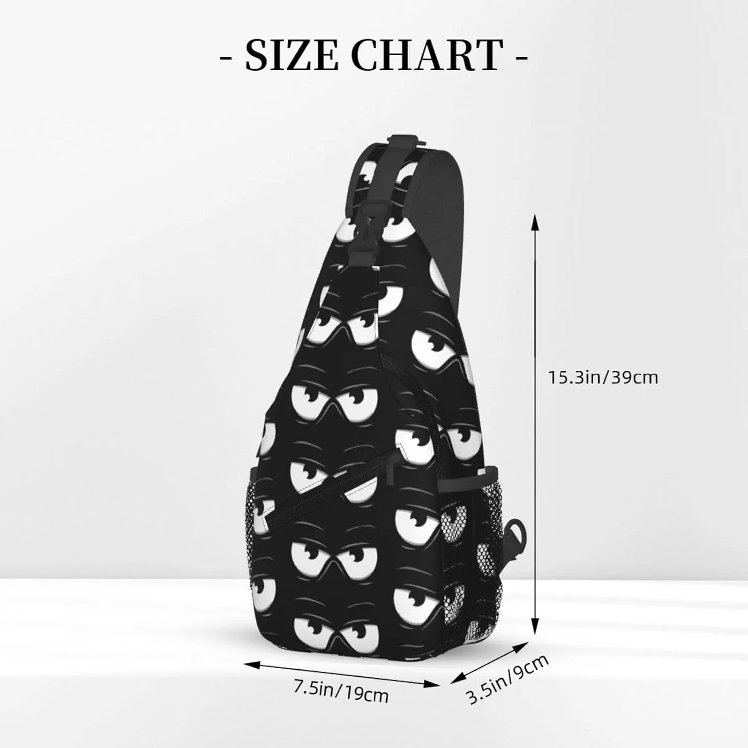 Cute Funny Cartoon Sketch Eyes Crossbody Bag Cross Chest Bag Adjustable Sling Backpack Sports Gym Shoulder Bags Travel Cycling Daypack Diagonally Casual Rucksack