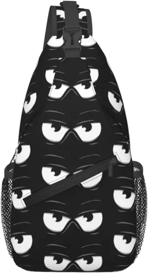 Cute Funny Cartoon Sketch Eyes Crossbody Bag Cross Chest Bag Adjustable Sling Backpack Sports Gym Shoulder Bags Travel Cycling Daypack Diagonally Casual Rucksack