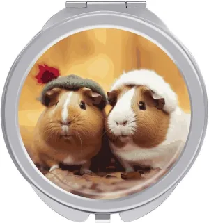 Cute Guinea Pigs Portable Makeup Mirror, Sided Travel Hand Mirror Mini Folding Mirror for Precise Makeup Women Daily Use