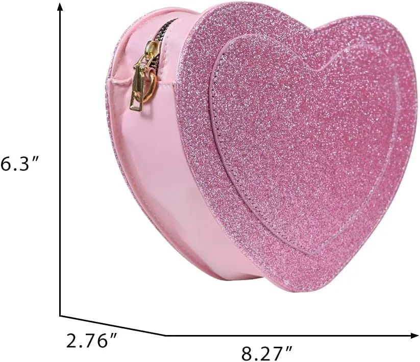 Cute Heart Bag Heart Crossbody Shoulder Bag, PU Leather Shoulder Purses for Women