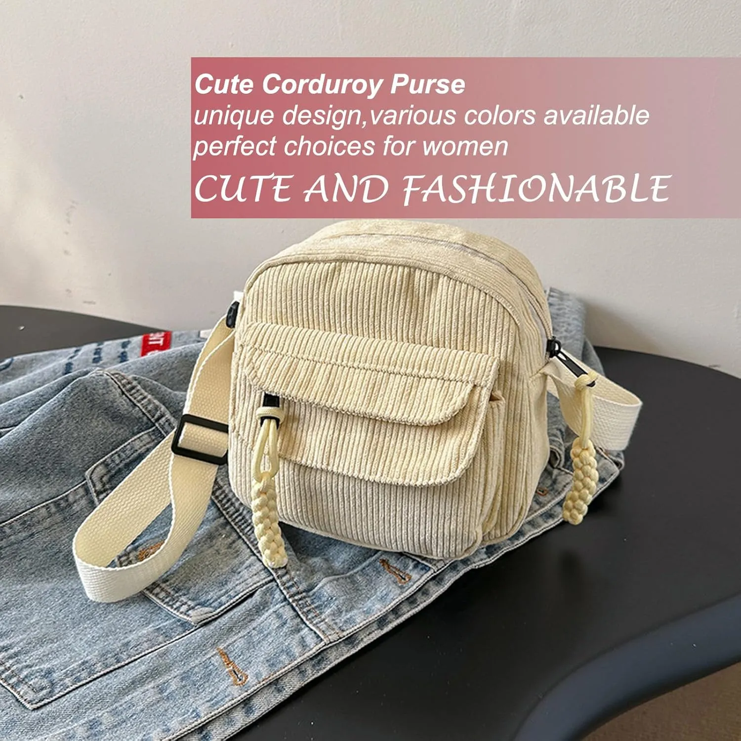 Cute Purse for Women Strawberry Bag Corduroy Tote Bag Work Messenger Bag Cute Crossbody Bag Handbags Everyday Bag