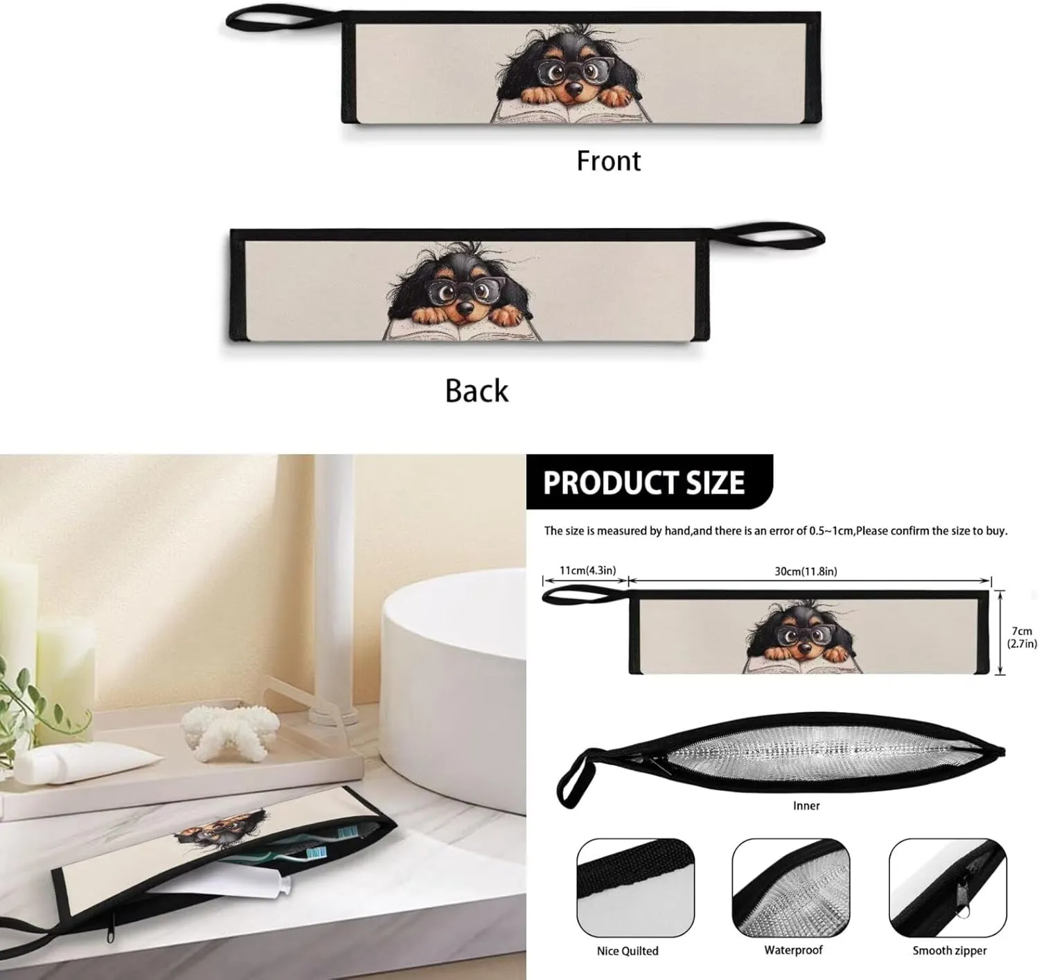 Dachshund Book Lunch Box Utensil Pouch for Boy Girls Washable Lunch Bag with Crossbody Shoulder Strap Cooler Meal Containers for School Picnic Daily Use