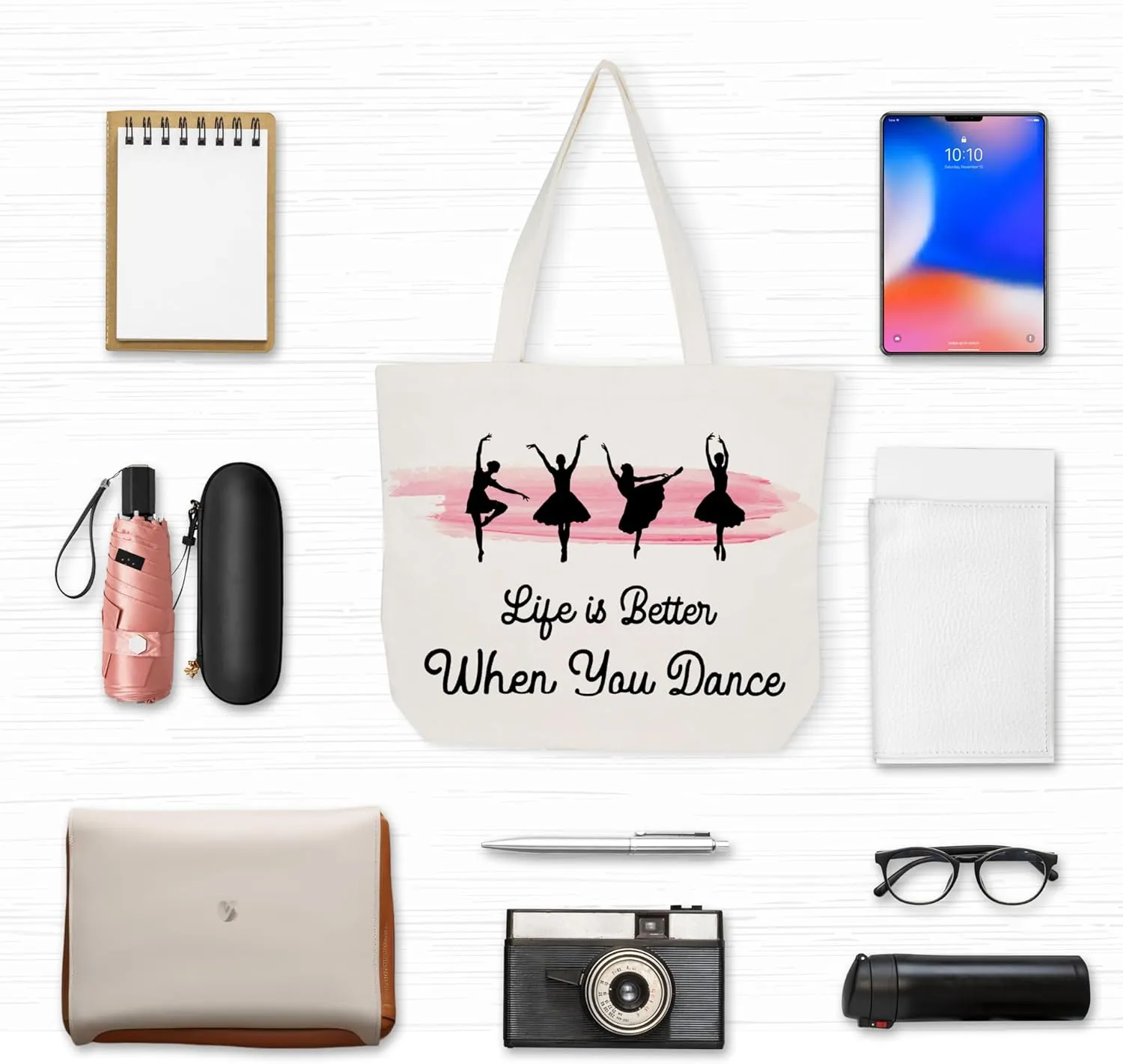 Dance Gifts Canvas Tote Bag Aesthetic, Reusable Grocery Shopping Bags, Mother's Day Gifts, Teachers Day Gift, Birthday Christmas Dance Competition Gift Accessories for Women Friends (A15)