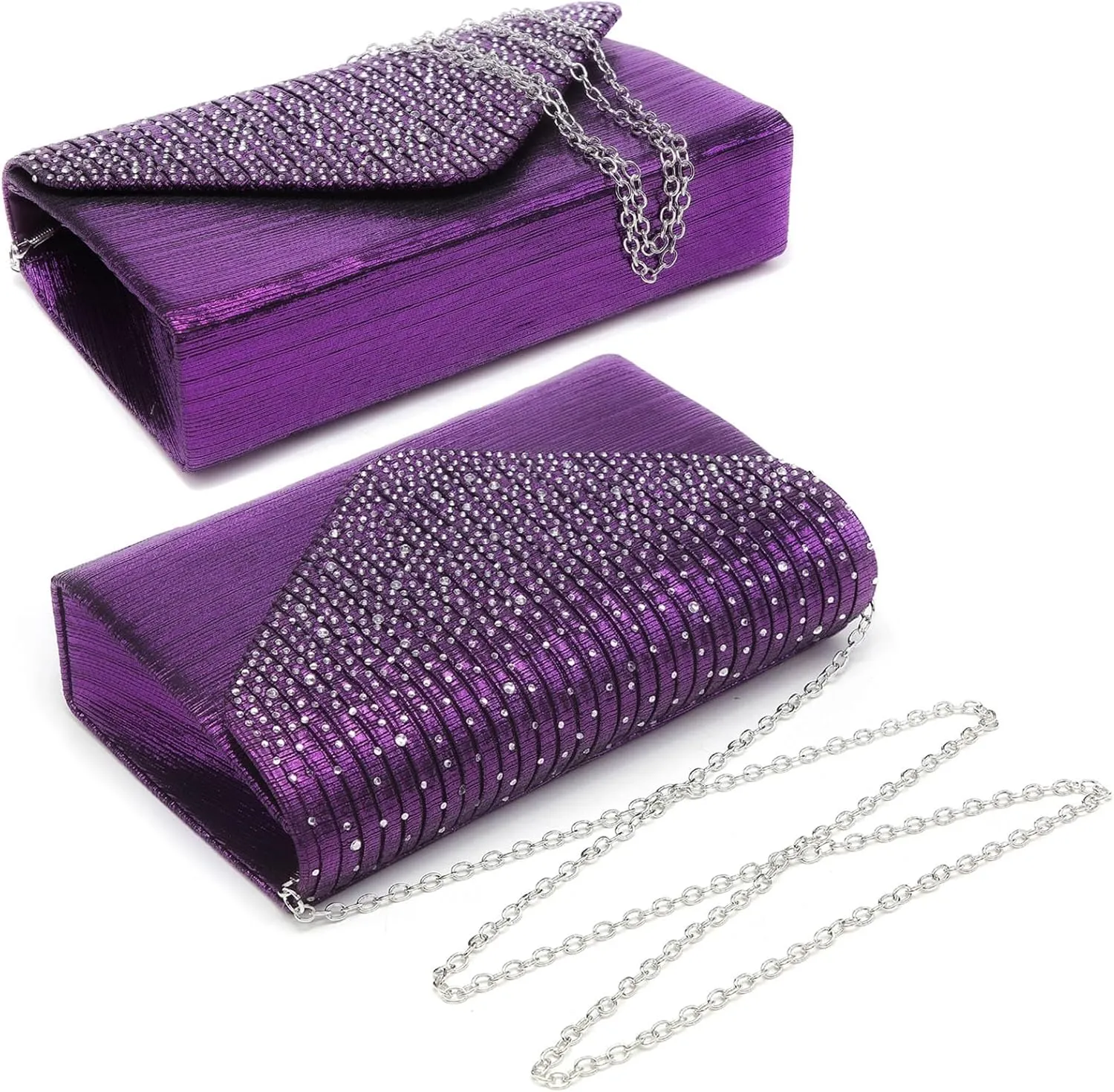 Dasein Ladies Frosted Satin Evening Clutch Purse Bag Crossbody Handbags Party Prom Wedding Envelope