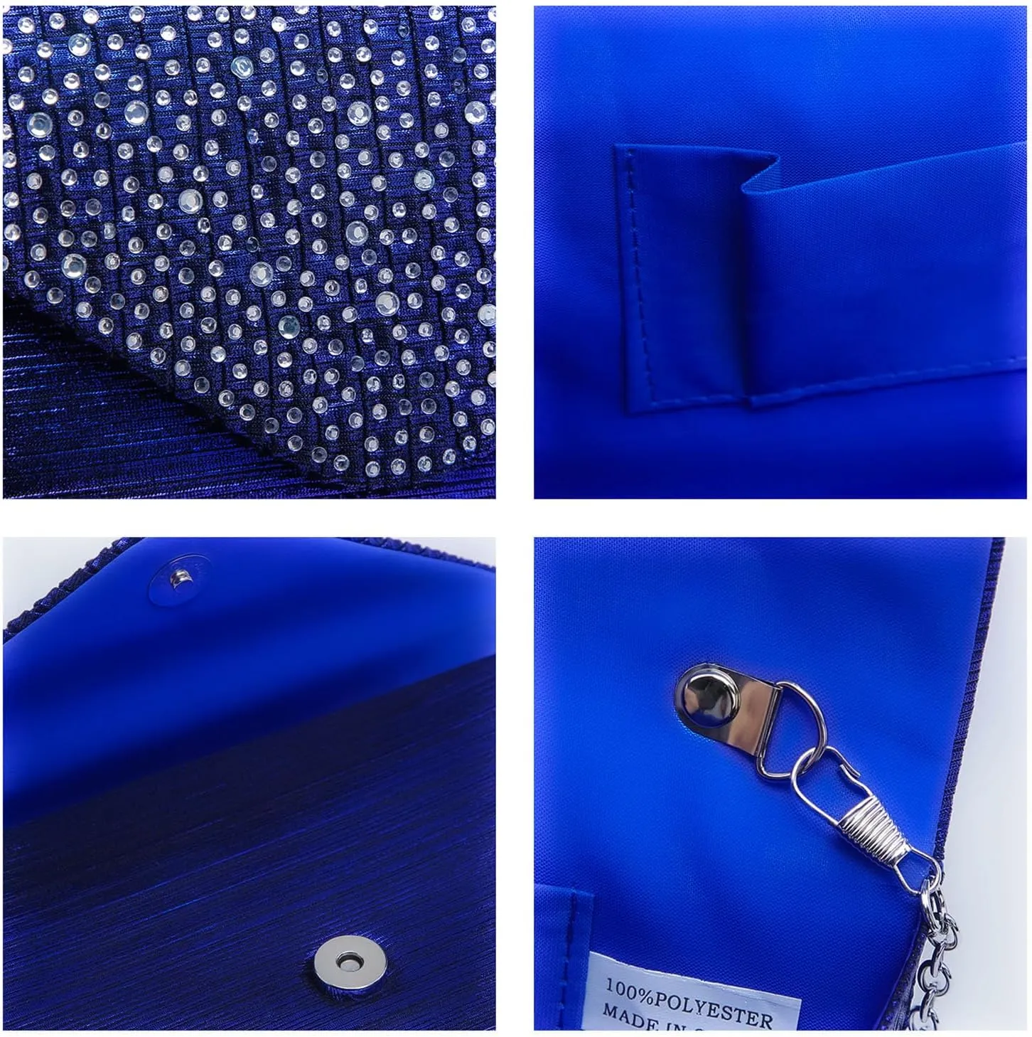 Dasein Ladies Frosted Satin Evening Clutch Purse Bag Crossbody Handbags Party Prom Wedding Envelope