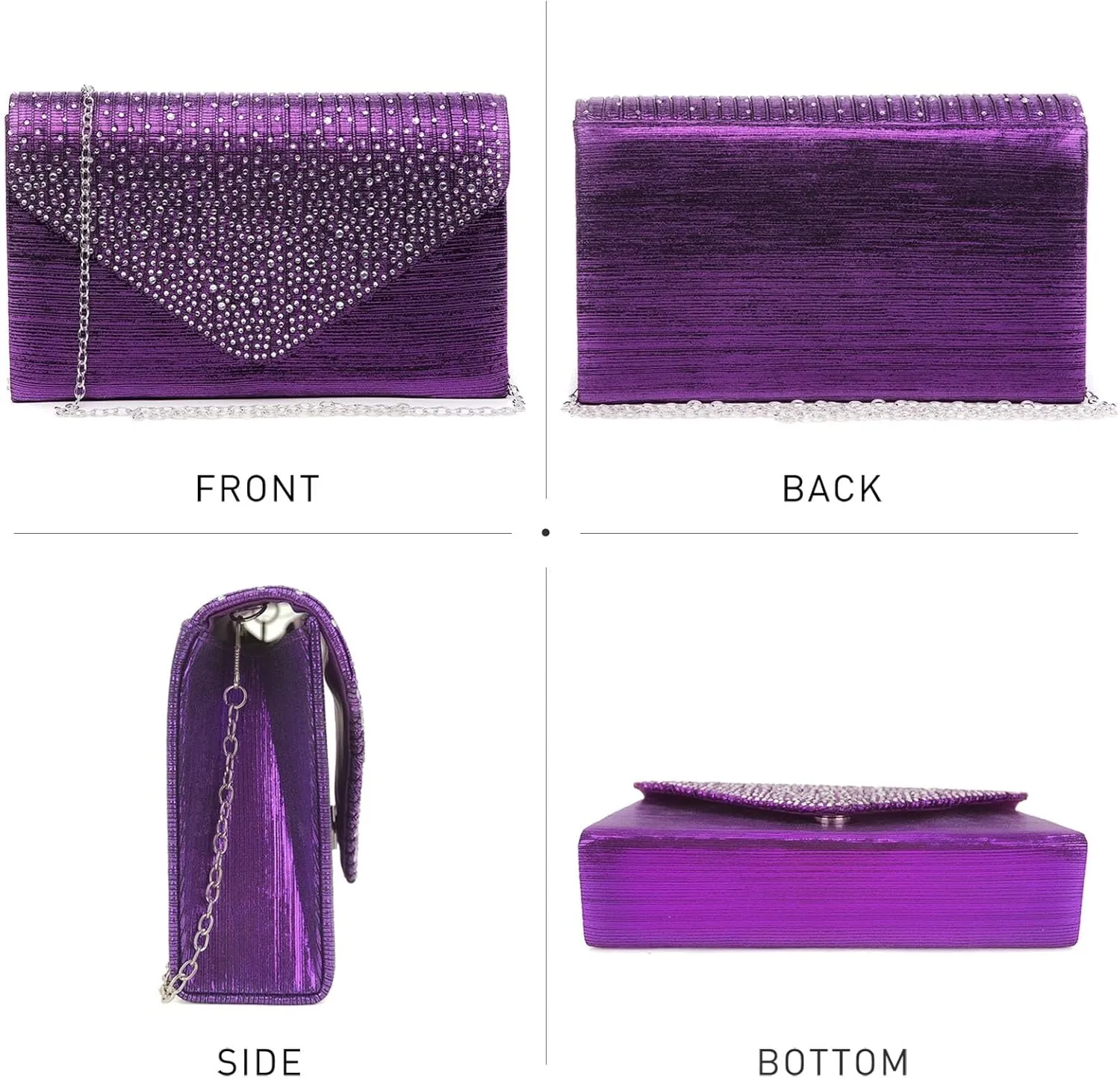 Dasein Ladies Frosted Satin Evening Clutch Purse Bag Crossbody Handbags Party Prom Wedding Envelope