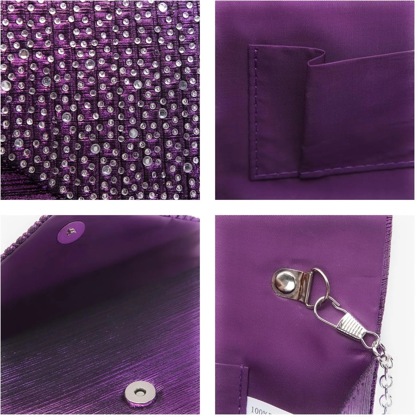 Dasein Ladies Frosted Satin Evening Clutch Purse Bag Crossbody Handbags Party Prom Wedding Envelope