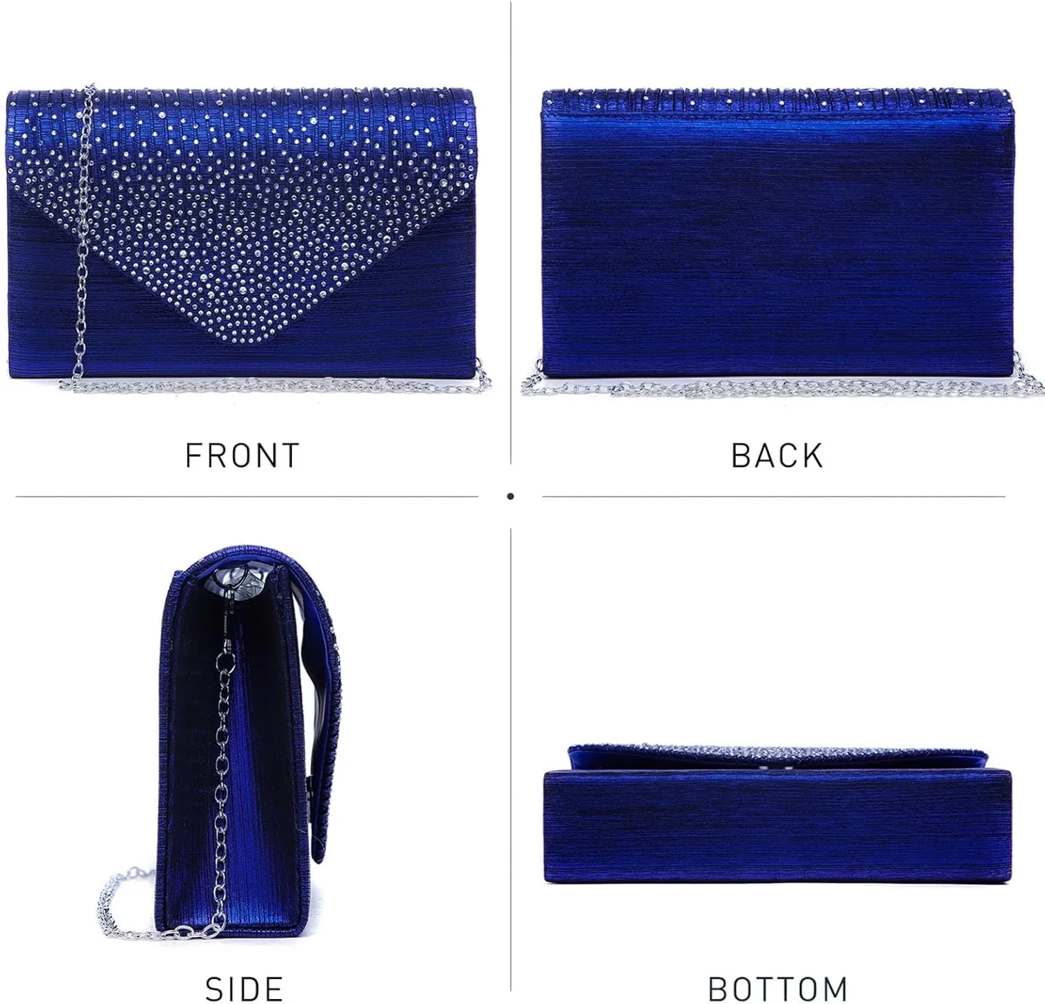 Dasein Ladies Frosted Satin Evening Clutch Purse Bag Crossbody Handbags Party Prom Wedding Envelope