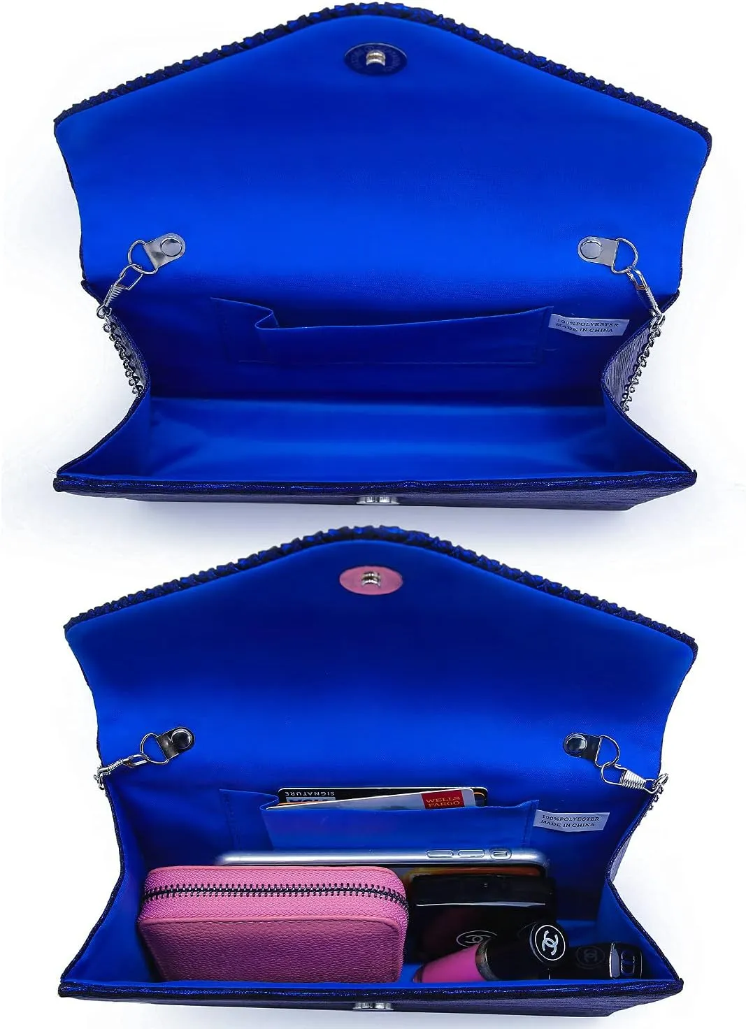 Dasein Ladies Frosted Satin Evening Clutch Purse Bag Crossbody Handbags Party Prom Wedding Envelope