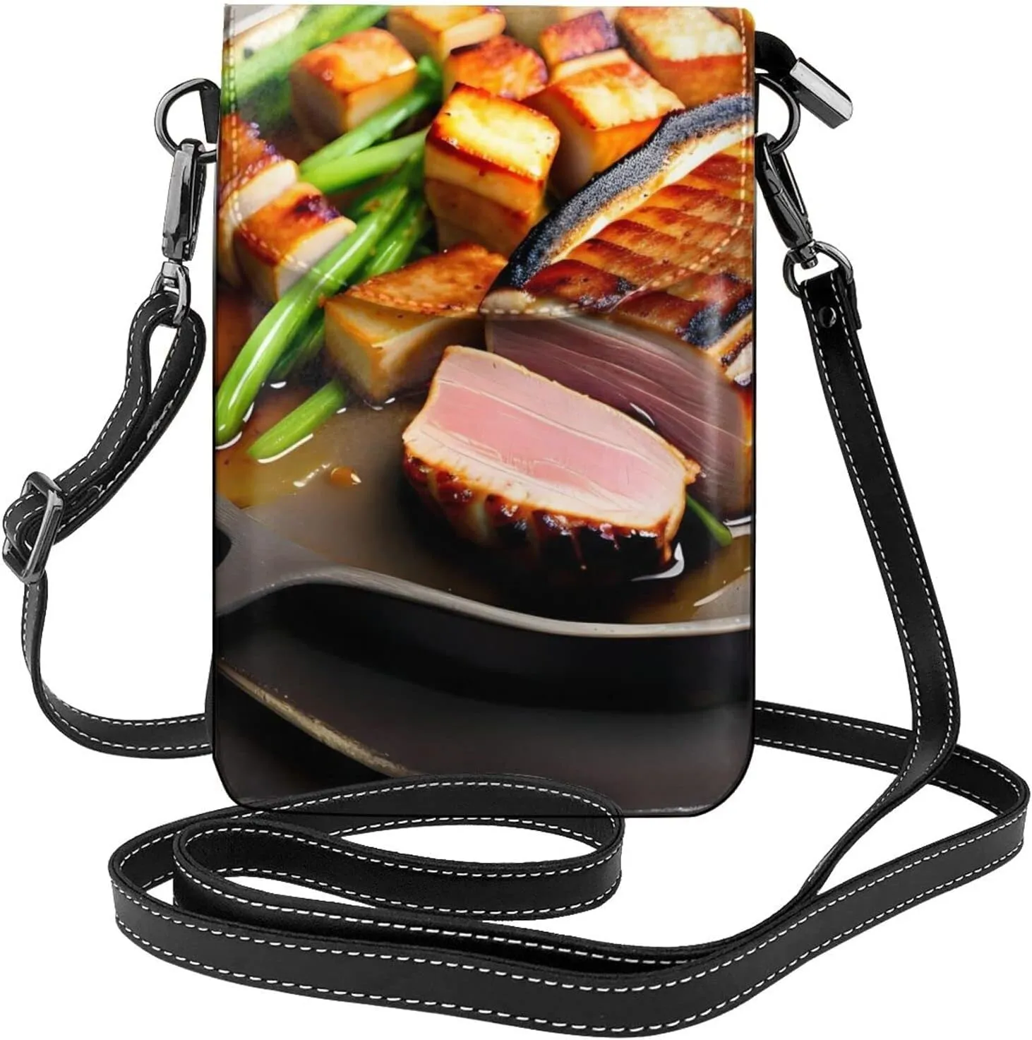 Delicious Grilled Meat Women'S Crossbody Bag, Zipper Phone Wallet, &Cute Purse, Shoulder Bag, Detachable Shoulder Strap
