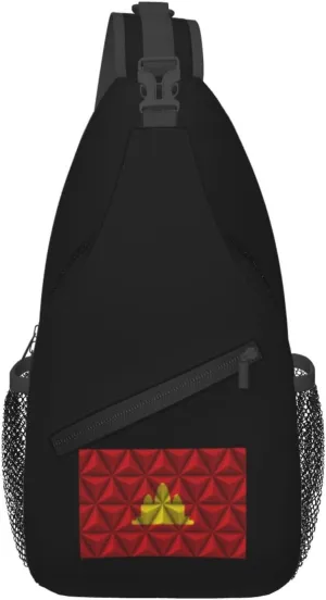 Democratic Kampuchea Flag With Polygonal Effect Crossbody Bags For Women Men Chest Backpack Gym Shoulder Bag Travel Outdoor Sports Casual Crossbody Bags
