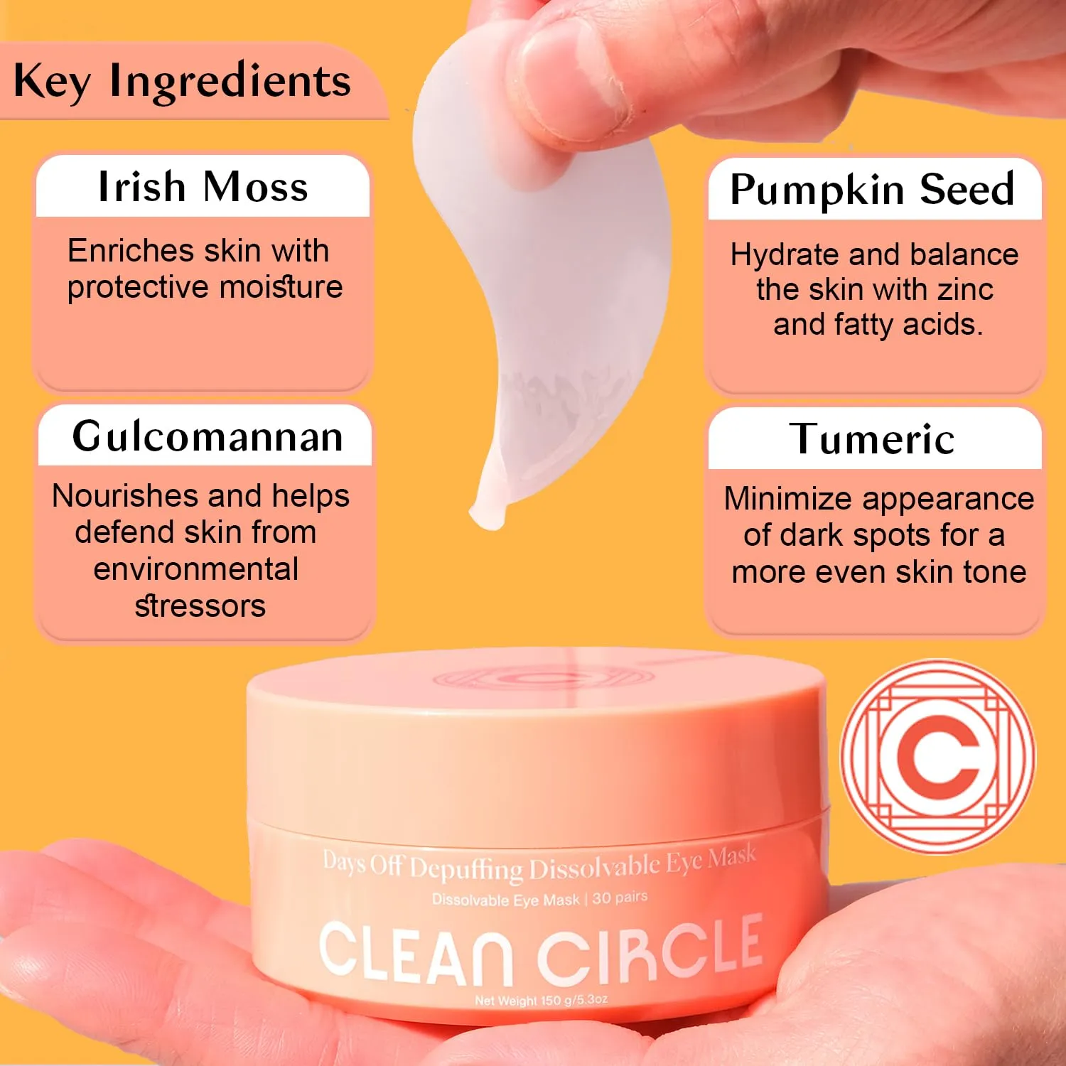 Depuffing Dissolvable Under Eye Masks - Enriched with Glucomannan, and Pumpkin Seed - Combat Fatigue, Reduce Puffiness, and Hydrate for a Fresh Look - Under Eye Mask Patches