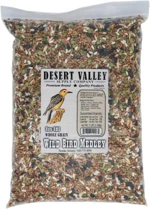 Desert Valley Premium Whole Grain Scratch Feed- Non GMO - Nutritious Treat for Chickens, Ducks, Wild Birds & More (5-Pounds)