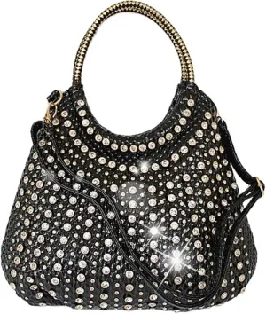 Diamonds Women Handbags Genuine Leather Shoulder Bag Female White Rhinestone Messenger Crossbody Tote Bags For Walks