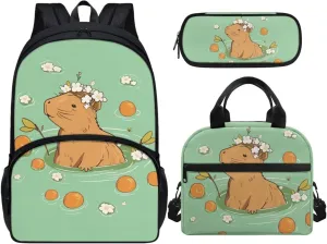 Dinosaur Backpack for Kids for School 8-10 Boys 3rd Grade Cartoon Bookbag with Lunch Box and Pencil Case Set Elementary Back to School Bag Shoulder Casual Daypack 3-Piece