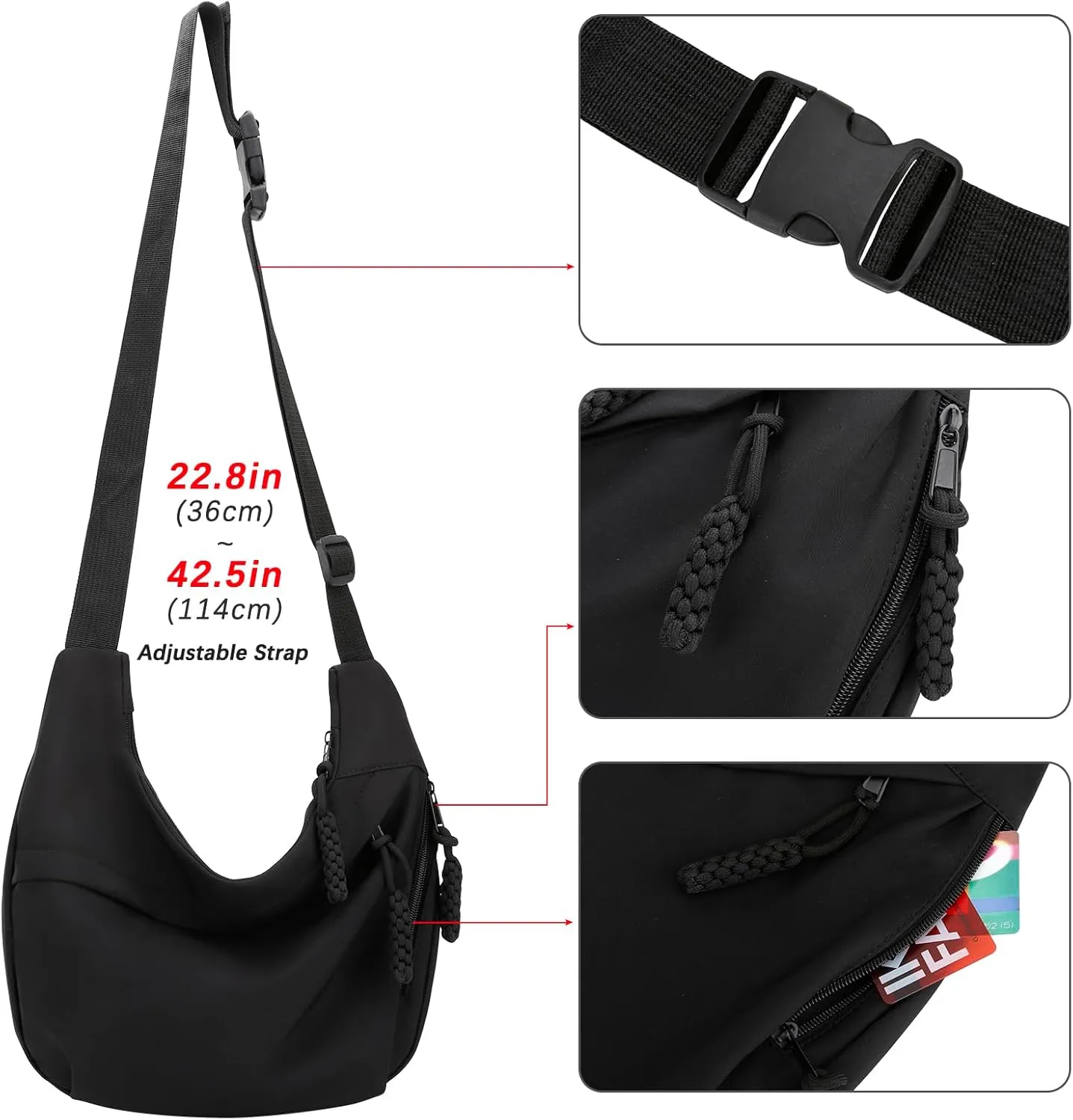 DOB SECHS Crossbody Bag Nylon Messenger Bags for Women Multilayer Shoulder Bag with Adjustable Strap Casual Bag Hobo Bag