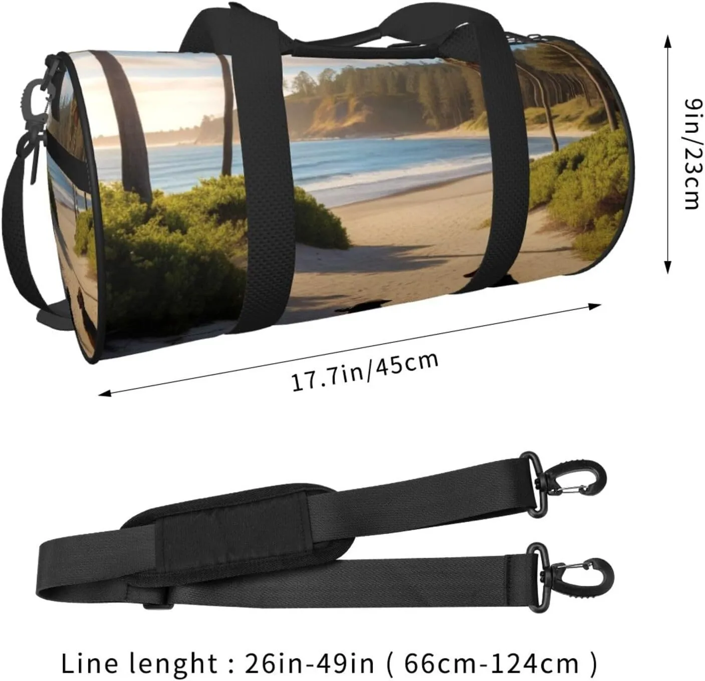 Dog Beach Palm Trees Printed Travel Bag,Round Personal Item Storage bag,Foldie Duffel Bag for Traveling Vacation,Fitness,Sports