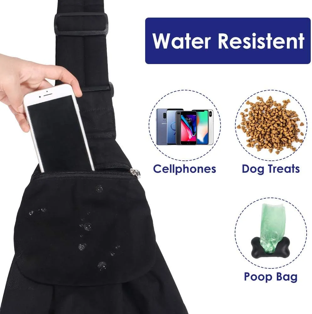 Dog Padded Papoose Sling, Small Pet Sling Carrier Hands Free Carry Adjustable Shoulder Strap Reversible Tote Bag with a Pocket Safety Belt Dog Cat Traveling Subway