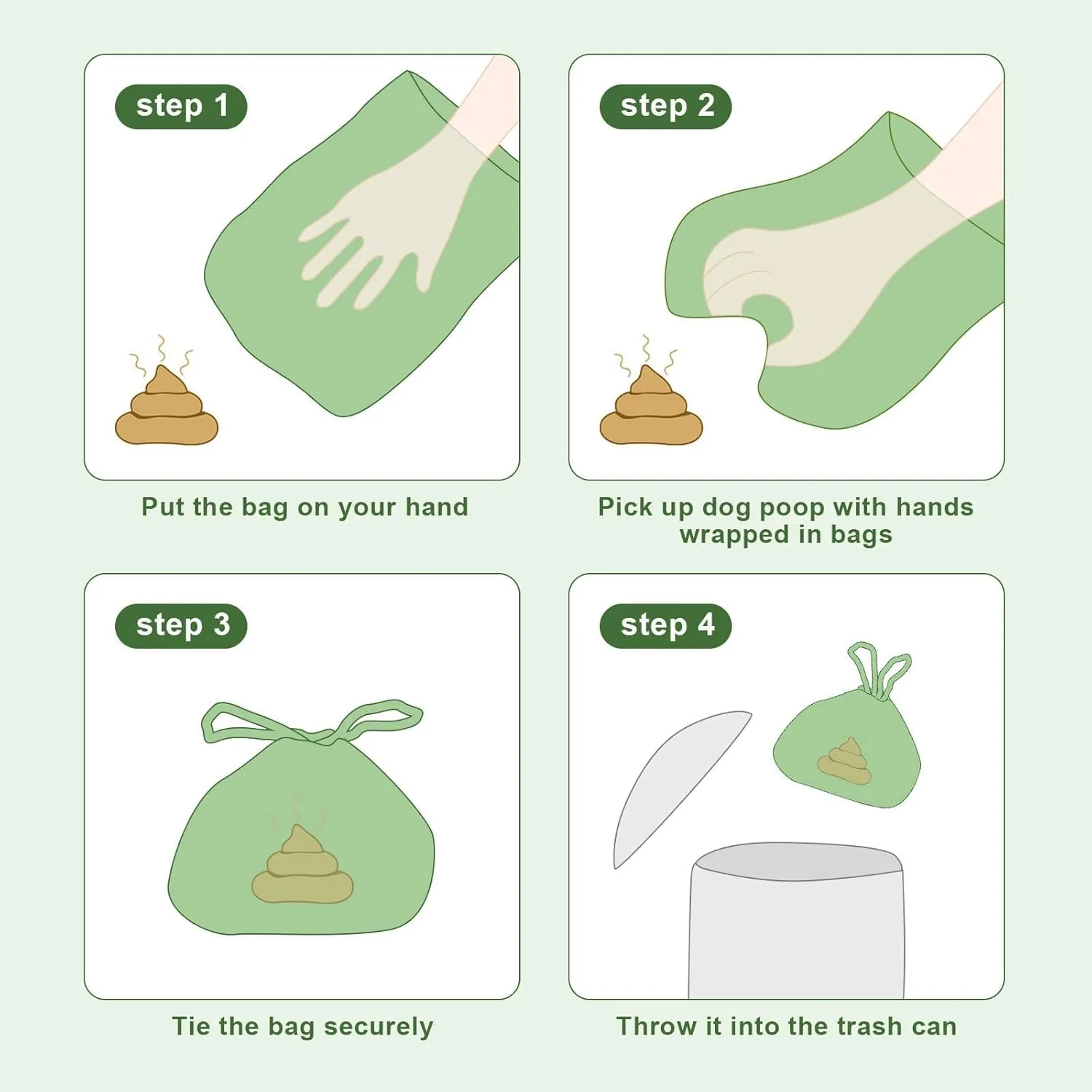 Dog Poop Bags with Handles 10 Rolls, 120 Counts Pine Scented Dog Waste Bags with Dispenser, Leak Proof and Extra Thick, Easy-Tie Pet Poop Bags with Holder for Dogs, Puppies, Cats, Kitten