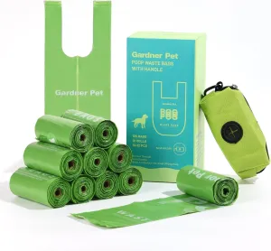 Dog Poop Bags with Handles 10 Rolls, 120 Counts Pine Scented Dog Waste Bags with Dispenser, Leak Proof and Extra Thick, Easy-Tie Pet Poop Bags with Holder for Dogs, Puppies, Cats, Kitten