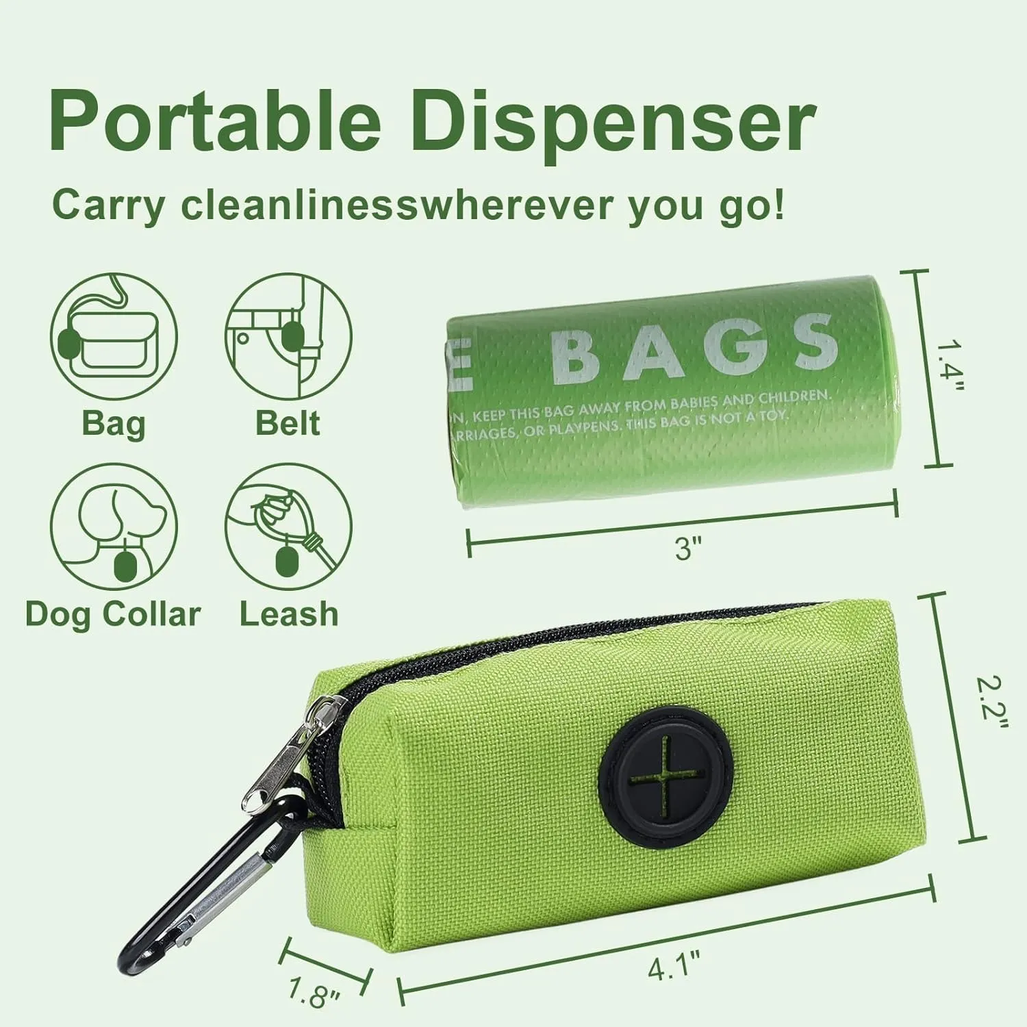 Dog Poop Bags with Handles 10 Rolls, 120 Counts Pine Scented Dog Waste Bags with Dispenser, Leak Proof and Extra Thick, Easy-Tie Pet Poop Bags with Holder for Dogs, Puppies, Cats, Kitten