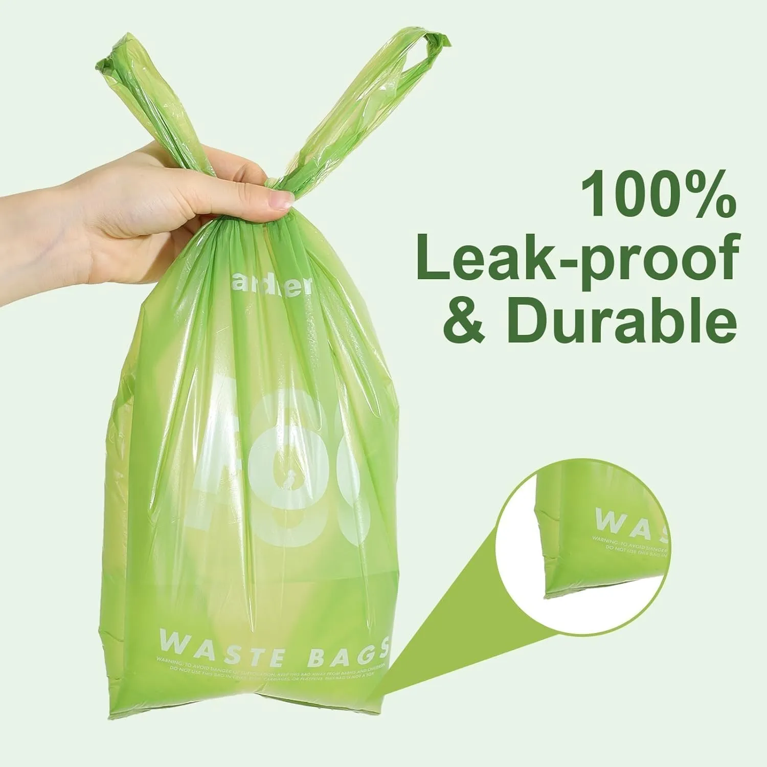 Dog Poop Bags with Handles 10 Rolls, 120 Counts Pine Scented Dog Waste Bags with Dispenser, Leak Proof and Extra Thick, Easy-Tie Pet Poop Bags with Holder for Dogs, Puppies, Cats, Kitten