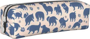 Dogs Print Pattern Pencil Case Pu Leather Cute Small Pencil Case Pencil Pouch Storage Bag With Zipper