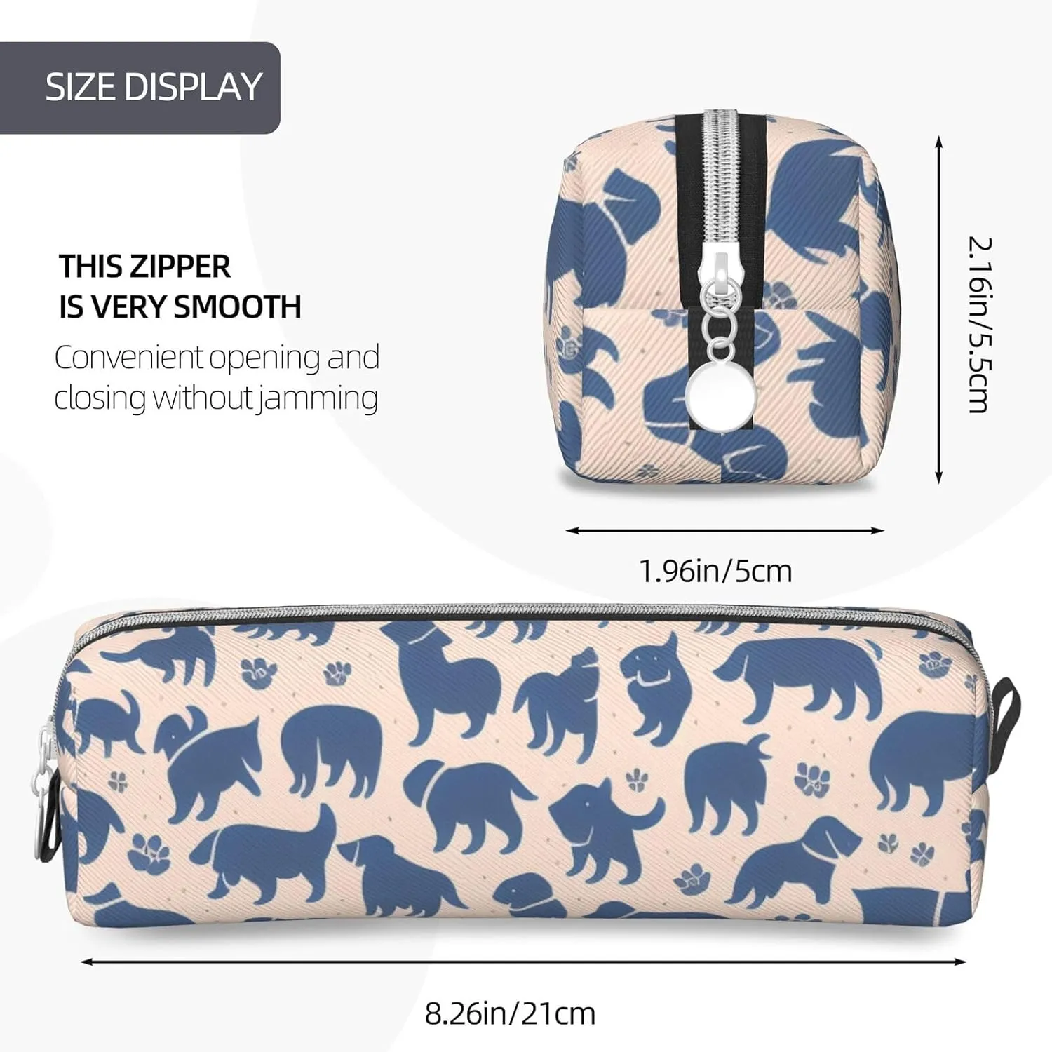 Dogs Print Pattern Pencil Case Pu Leather Cute Small Pencil Case Pencil Pouch Storage Bag With Zipper