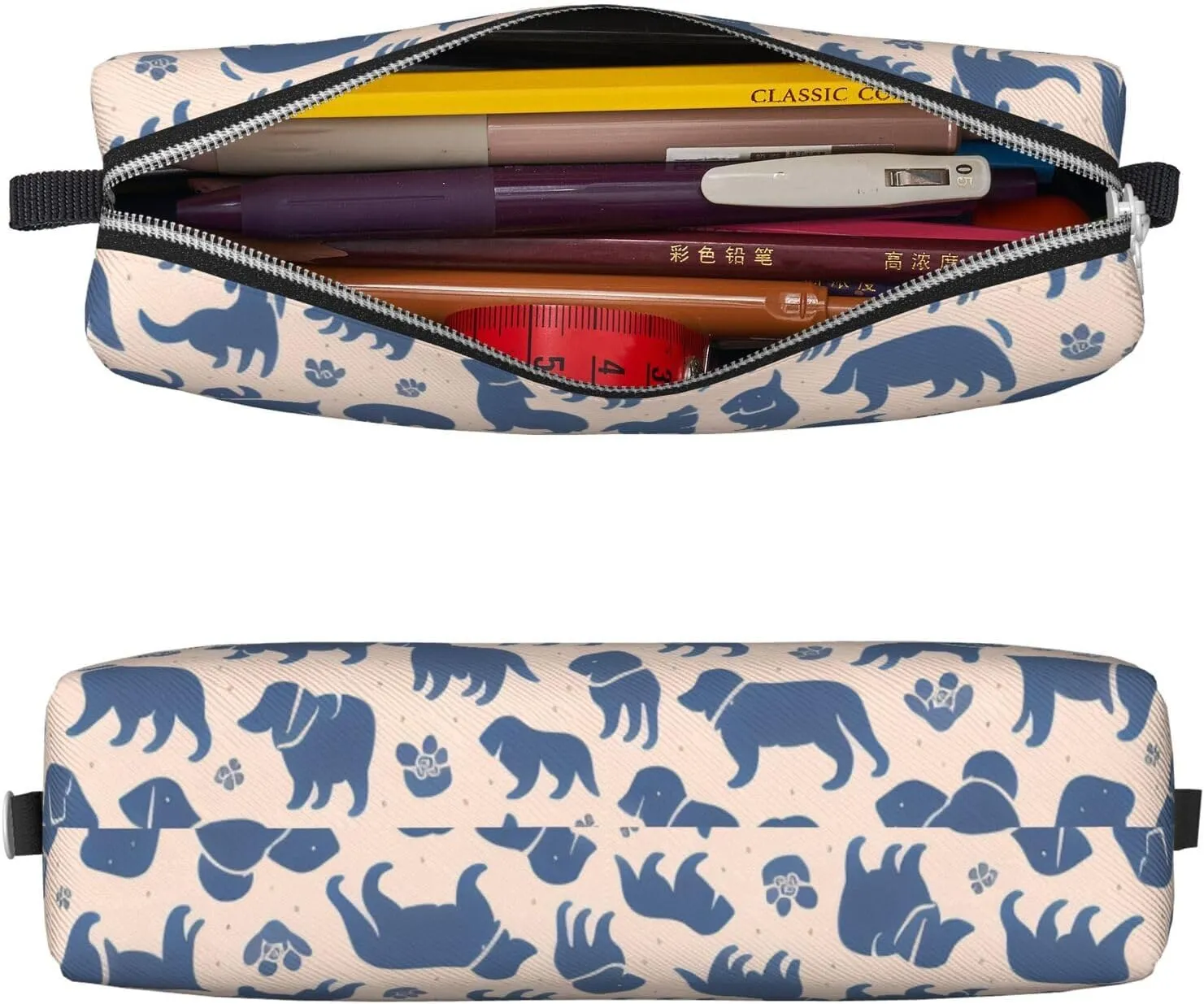 Dogs Print Pattern Pencil Case Pu Leather Cute Small Pencil Case Pencil Pouch Storage Bag With Zipper