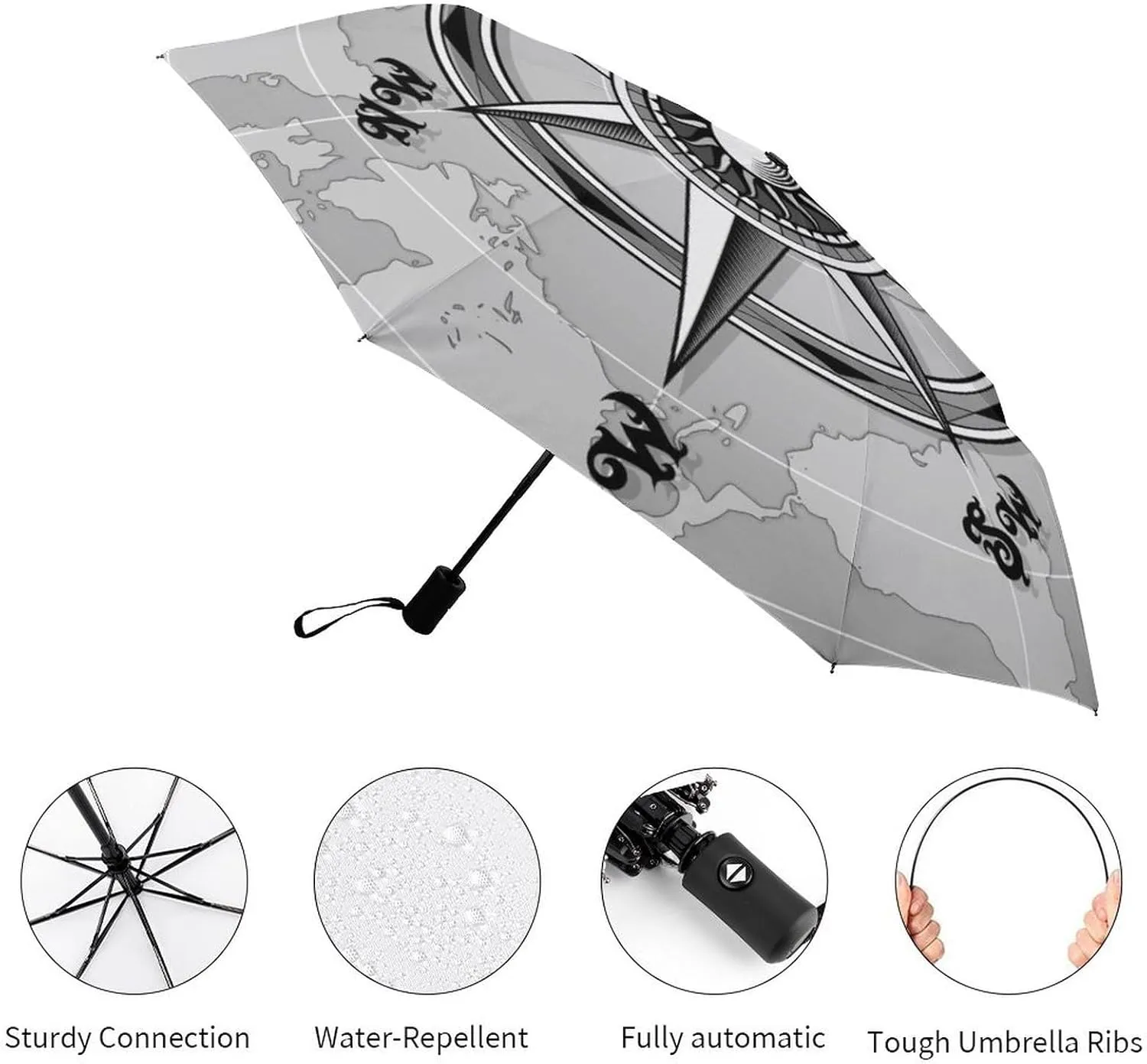 Donnapink Auto Open/Close Folding Umbrella, Automatic UV Sun Parasol UV Protection, Strong Travel Rain Umbrella