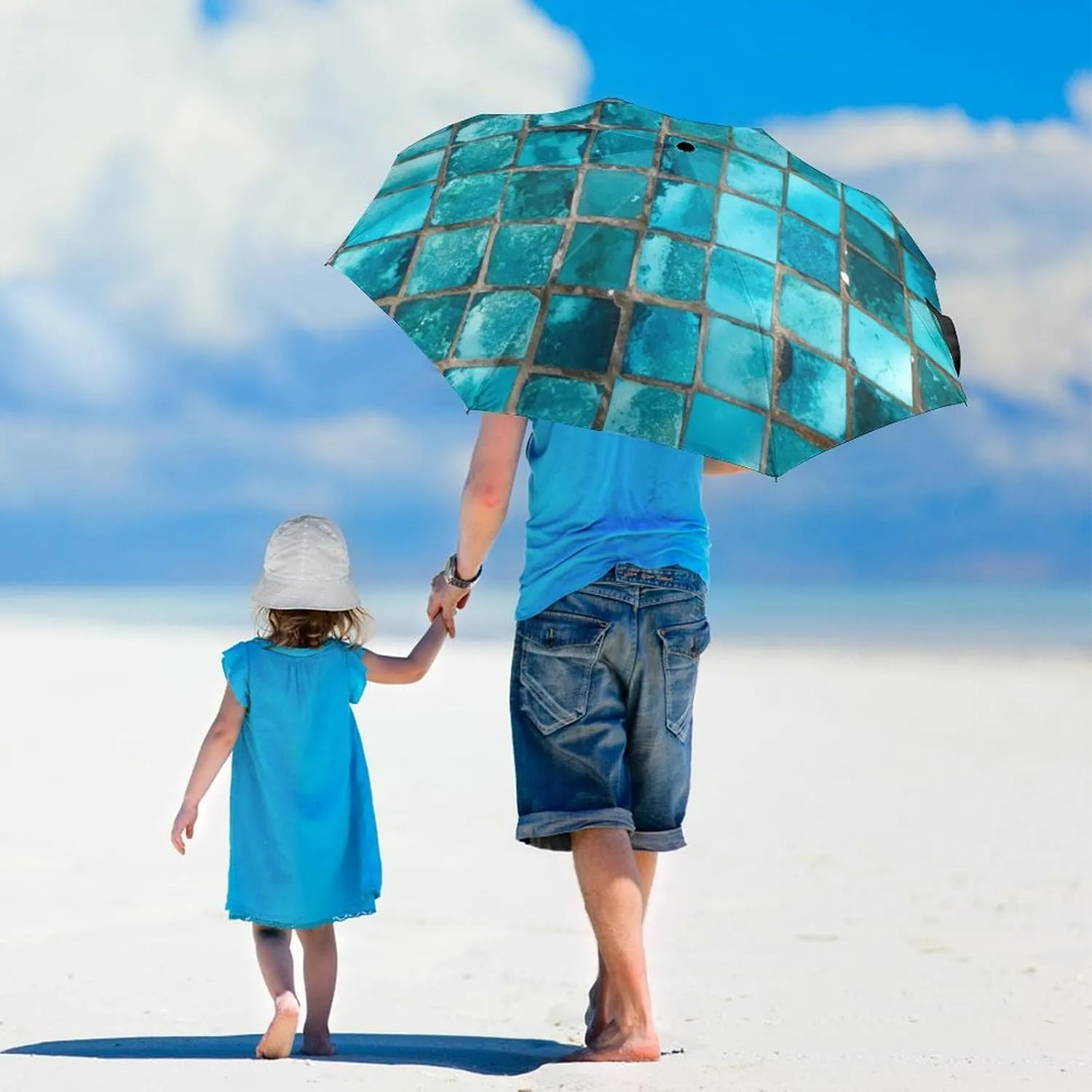 Donnapink Manual Folding Umbrella, Manual UV Sun Parasol UV Protection, Strong Travel Rain Umbrella