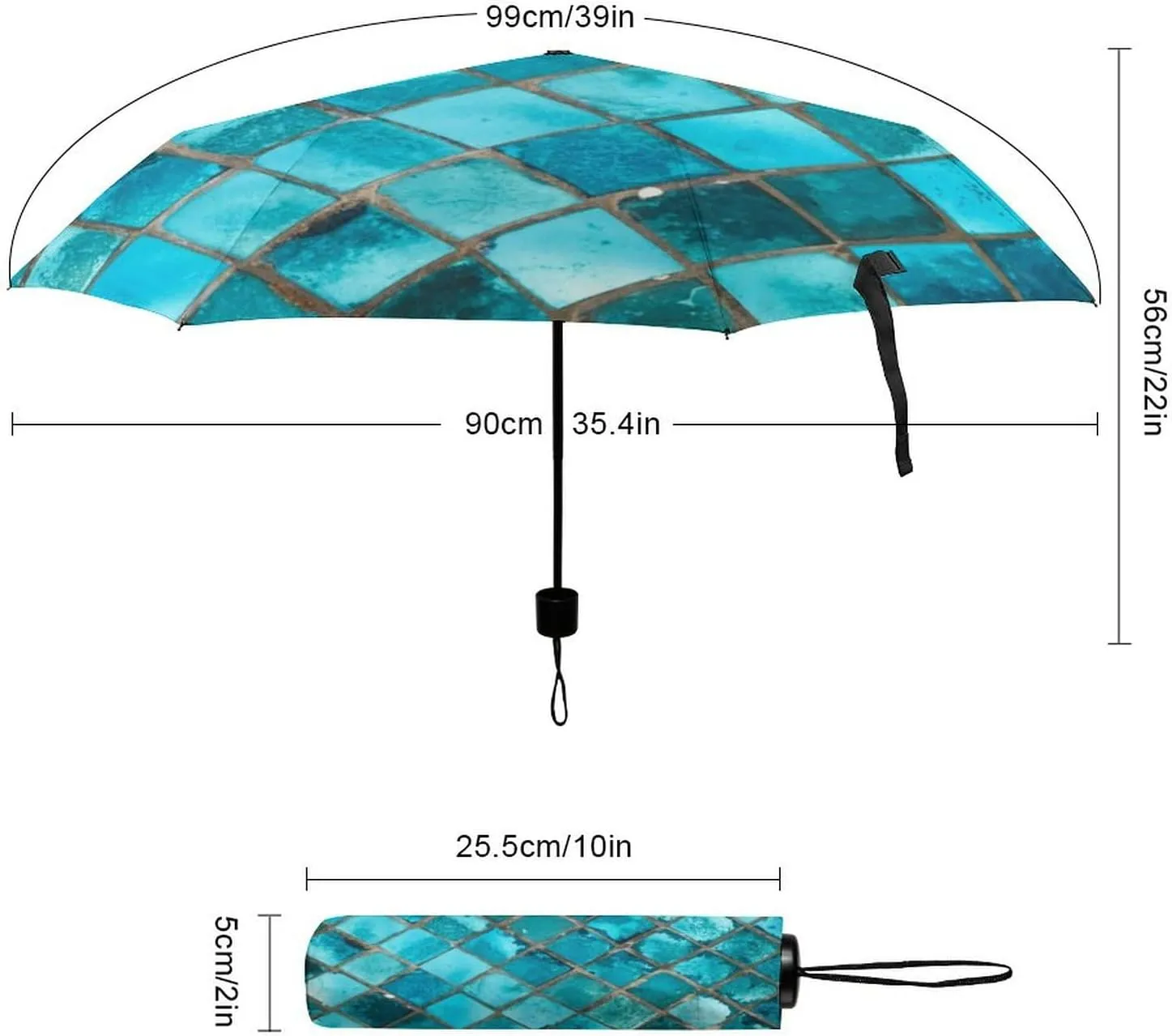Donnapink Manual Folding Umbrella, Manual UV Sun Parasol UV Protection, Strong Travel Rain Umbrella