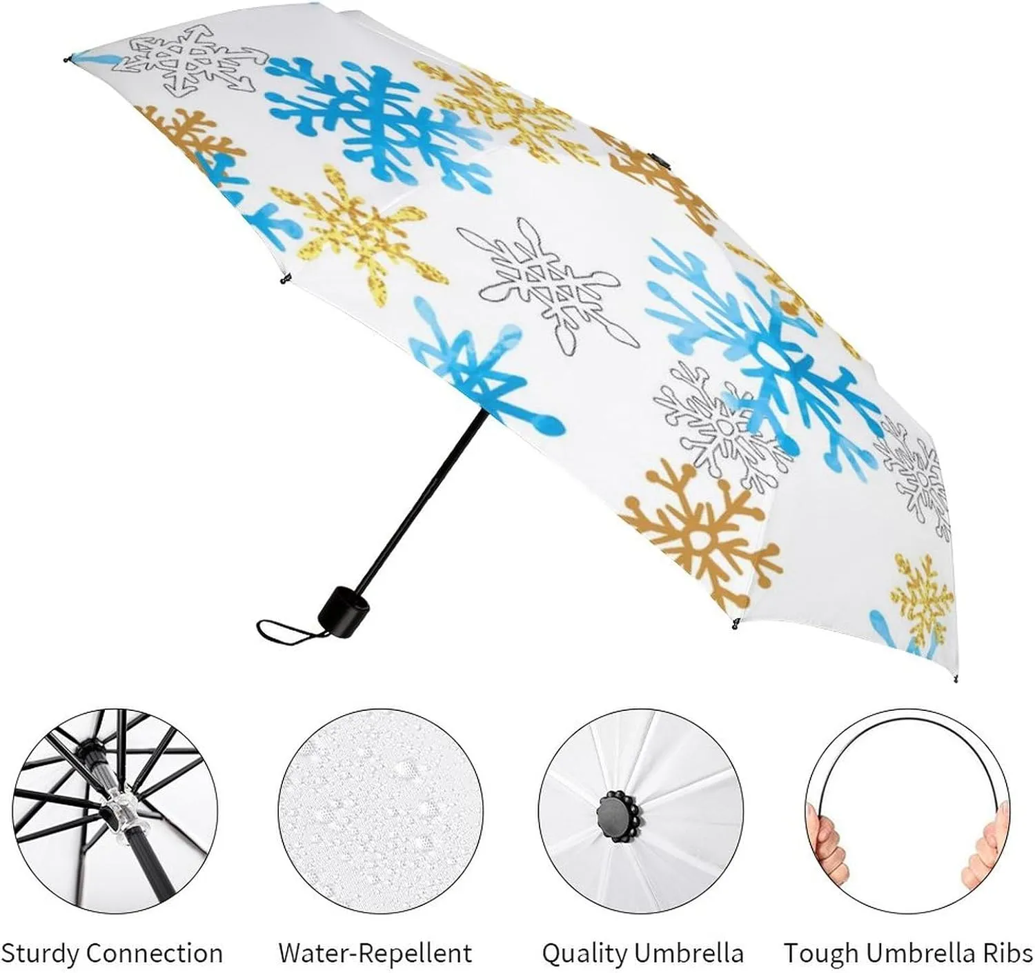 Donnapink Manual Folding Umbrella, Manual UV Sun Parasol UV Protection, Strong Travel Rain Umbrella