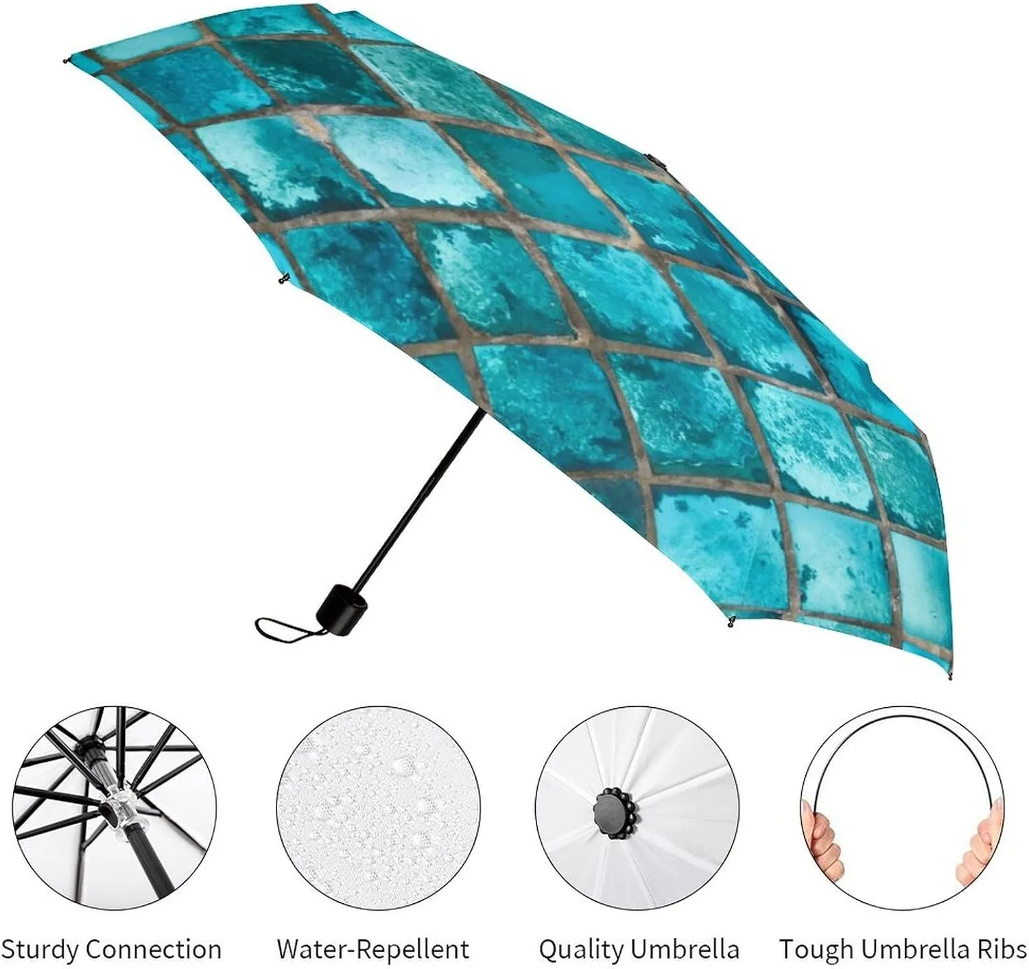 Donnapink Manual Folding Umbrella, Manual UV Sun Parasol UV Protection, Strong Travel Rain Umbrella