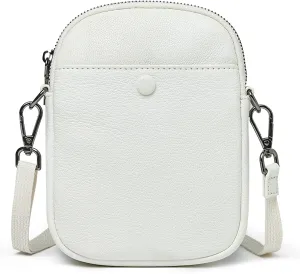 DORIS&JACKY Small Leather Cell Phone Crossbody Purse For Women Goatskin Shoulder Pouch Wallet Bag With Adjustable Strap