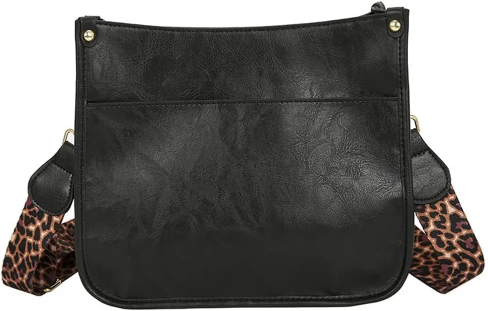 Downupdown Crossbody Bags for Women Designer Satchel Handbags Leather Purse Shoulder Bag with Leopard Print Shoulder Strap