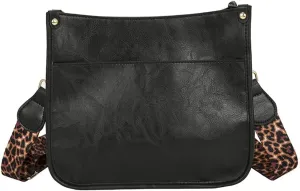 Downupdown Crossbody Bags for Women Designer Satchel Handbags Leather Purse Shoulder Bag with Leopard Print Shoulder Strap