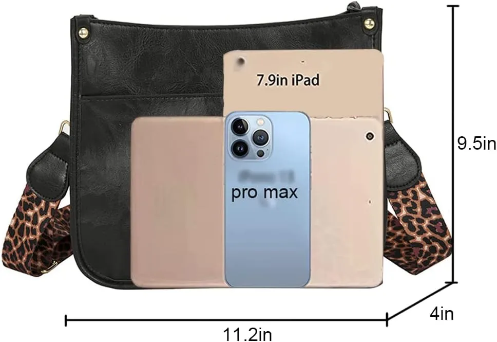 Downupdown Crossbody Bags for Women Designer Satchel Handbags Leather Purse Shoulder Bag with Leopard Print Shoulder Strap
