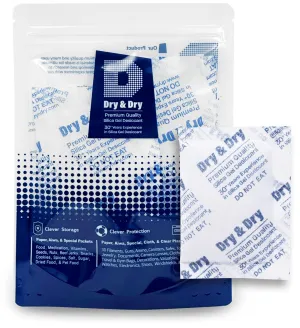 Dry & Dry 10 Gram [40 Packets] Silica Gel Packets, Desiccants - Rechargeable Fabric Silica Gel Packs, Silica Gel, Silica Packets, Desiccant Packs for Storage