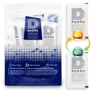 Dry & Dry 10 Gram [50 Packets] Orange Indicating Silica Gel Packets Desiccants - Food Safe Silica Packs, Silica Gel, Silica Packets, Desiccant Packs for Food Storage